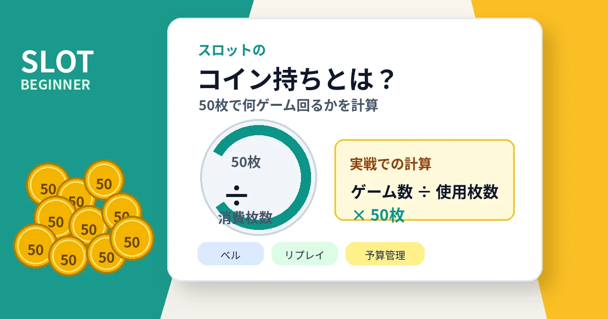 スロットのコイン持ちとは？50枚で何ゲーム回るか・計算方法を解説